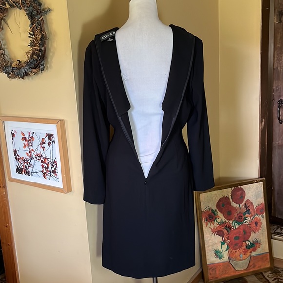 ELLEN TRACY Size 8 Elegant Wrap Classic - Little Black Dress LBD Sexy Witchycore - Picture 6 of 12